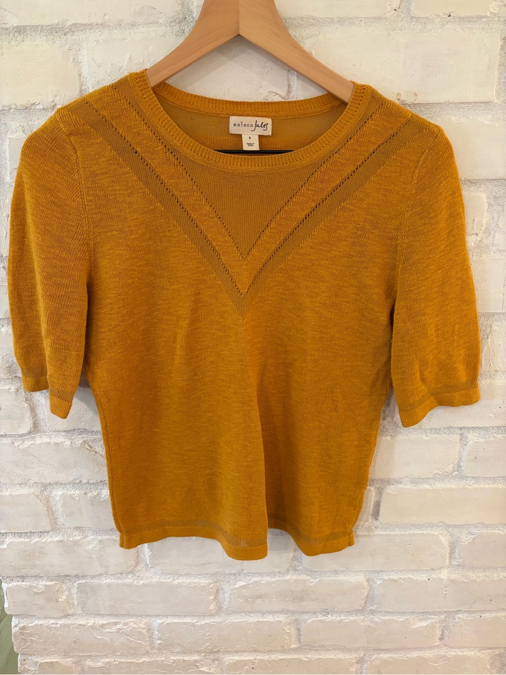 Maison Jules Golden Mustard Short Sleeve Knit (B4)